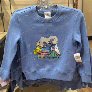 Disneyland Attractions Sleeping Beauty Castle Stitch Kids Pullover Sweatshirt